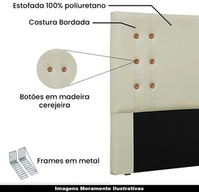 Cabeceira Decorativa 1,40M Kors PU Marfim G63 - Gran Belo