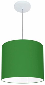 Lustre Pendente Cilíndrico Md-4143 Cúpula em Tecido 35x25cm Verde Folha - Bivolt