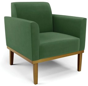 Poltrona Decorativa Isabella Pés Fixo em Madeira Castanho Suede Verde G19 - Gran Belo