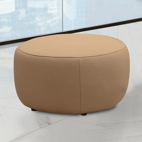 Conjunto Sala de estar Decorativo Mariele Poltrona Base Giratória em Aço com Puff Couro Nude G88 - Gran Belo