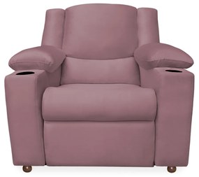 Poltrona Papai Manchester Reclinável Veludo Rose