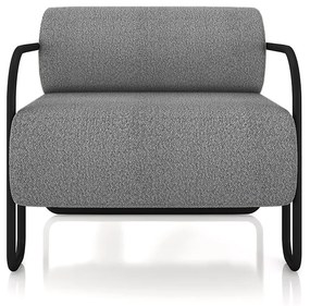 Poltrona Sala de Estar Industrial Preto Ameli Bouclê K01 - D'Rossi - Cinza