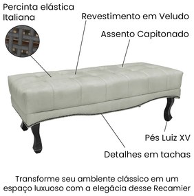 Cabeceira Cama Box Queen 160cm e Recamier Vicenza Veludo S04 - D'Rossi - Prata