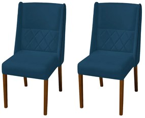 Kit 2 Cadeiras de Jantar Lecce Veludo Azul Marinho