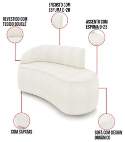 Sofá 2 Lugares Orgânico 140cm Morgan e Poltrona Lua Bouclê D03 - D'Rossi - Off White
