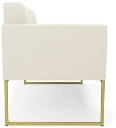 Sofá Namoradeira e 2 Poltronas Base Industrial Dourado Ana Veludo Bege