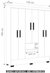 Guarda Roupa Casal 150cm 6 Portas Raely Atacama/Off A15 - Mpozenato