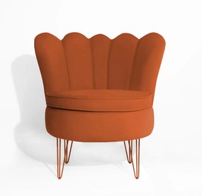 Conjunto 2 Poltrona Dália Pés Hairpin Legs Bronze Veludo Telha