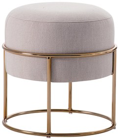Puff Decorativo Redondo Squillo Pés em Aço Bege/Dourado G66 - Gran Belo