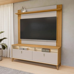 Conjunto Painel Extensível Rack 160cm LED Tremonti/Duarte TV até 55 Tauari/Off White G77 - Gran Belo