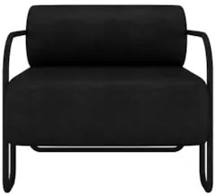 Poltrona Decorativa para Sala Industrial Kit 2 Kira Z08 Sintético Pret