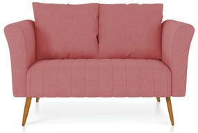 Namoradeira 02 Lugares Marilia Linho Whisky Rose A106 Pés Palito Castanho - D'Rossi