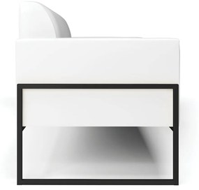 Sofá Namoradeira Base Industrial Alta Preto Marisa Corano D03 - D'Rossi - Branco