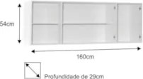 Armário Aéreo Panamá 04 Portas 160cm Branco/Preto - Lumil Móveis
