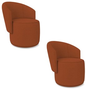 Poltrona Decorativa Orgânica Fixa para Sala Kit 2 Malu Bouclê M11 - D'Rossi - Terra