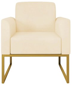 Poltrona Decorativa Isabella Base Industrial Suede Bege/Dourado G19 - Gran Belo