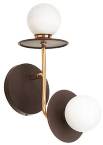 Arandela Mixed Vertical Dupla 24,5X12X34Cm Globo Ø8Cm 2Xg9 - Old Artis... (CHAMPANHE / DOURADO BRILHO, AMBAR)