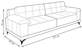 Sofá Living 4 lugares 255cm Agostino Pés Design em Ferro Couro Marrom G52 - Gran Belo