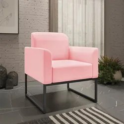 Kit Namoradeira e 1 Poltrona Decorativa Base Industrial Preta Maressa