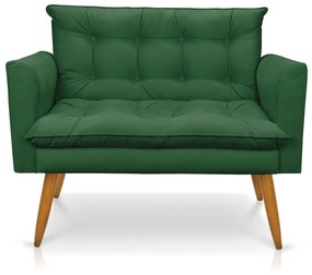 Kit 1 Sofá Namoradeira e 2 Poltronas Tais Suede Pés Palito Castanho - D'Rossi - Verde