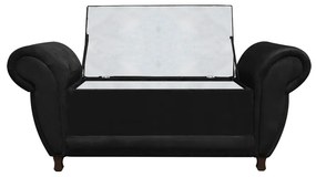 Recamier com Baú Itália Namoradeira Calçadeira Suede - D'Rossi - Preto
