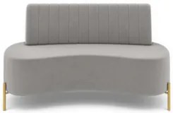 Sofá 2 Lugares 160cm Pés Aço Dourado Tamar Veludo Cinza Z08 - Mpozenat