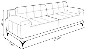 Sofá Living 4 lugares 252cm Agostino Pés Design em Ferro Couro Caramelo G52 - Gran Belo