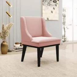 Cadeira Estofada Sala de Jantar Base Madeira Kit 8 Preto Lia Veludo Ro