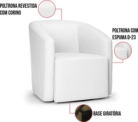 Poltrona Decorativa Base Giratória Kit 2 Stella Max Sintético Branco D03 - D'Rossi
