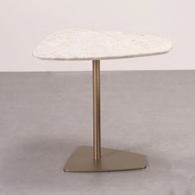 Mesa Lateral Nápoles Alta Mármore Travertino Base Gold - 78391 Sun House