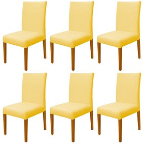 Kit 6 Cadeiras de Jantar Milan Veludo Amarelo