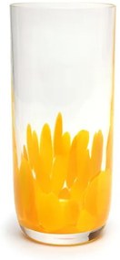Copo Longo Multicor Amarelo Leitoso Colorido Murano Cristais Cadoro