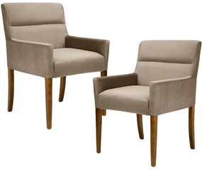 Kit 02 Poltronas Decorativas Sala de Estar Vicenza Veludo Importado Marrom G15 - Gran Belo