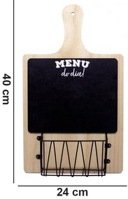 Porta Objeto de Madeira Tábua Menu do Dia 40x24x8 Cm - D'Rossi