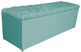 Calçadeira Estofada Liverpool 195 cm King Size Suede Azul Tiffany - ADJ Decor