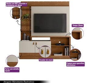 Estante Home 160cm Jatiuca para TV até 50 Freijó/Off White G77 - Gran Belo