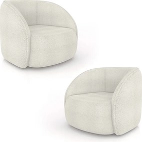 Kit 2 Poltronas Decorativas  Sala de Estar Clarke Bouclê OffWhite G45 - Gran Belo