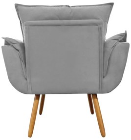 Poltrona Decorativa Opala Pés Palito Suede Cinza - Sheep Estofados - Cinza
