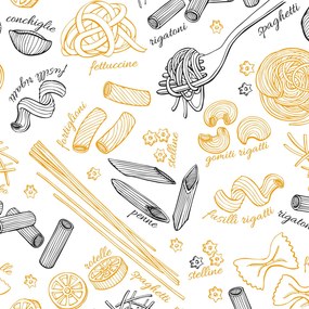 Papel de Parede Casual com talheres e macarrão