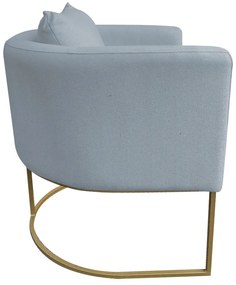 Poltrona Paola Linho Base Metálica Dourado D03 - D'Rossi - Cinza Claro A05