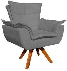 Poltrona Sala de Estar Giratória MM30 Opala Suede Grafite
