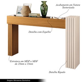 Conjunto Decorativo Aparador e Mesa de Centro com Espelho Sala de Estar Riad Cinamomo/OffWhite G26 - Gran Belo