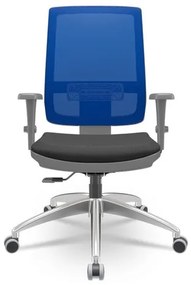 Cadeira Brizza Diretor Grafite Tela Azul Assento Aero Preto Base RelaxPlax Alumínio - 65944 Sun House