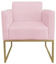 Kit 2 Poltronas Decorativas Base Industrial Dourada Maressa S19 Suede