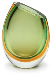 Vasinho 96 Bicolor Verde com Âmbar Murano Cristais Cadoro