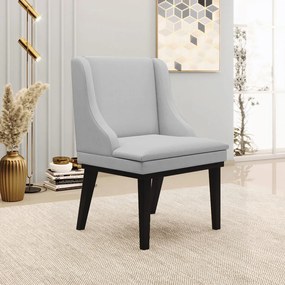 Cadeira Decorativa Sala de Jantar Base Fixa de Madeira Firenze Linho Cinza/Preto G19 - Gran Belo