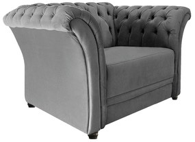 Poltrona Decorativa Chesterfield Sofia Suede Cinza - ADJ Decor