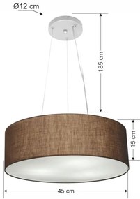 Lustre Pendente Cilíndrico Md-4184 Cúpula em Tecido 45x15cm Café - Bivolt