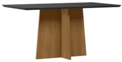 Mesa de Jantar Retangular 160cm 6 Lugares Zuma Ypê/Preto N02 - Mpozena