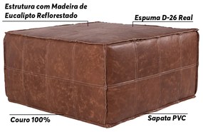 Puff Decorativo Freddie 80x80 Couro Mel G34 - Gran Belo